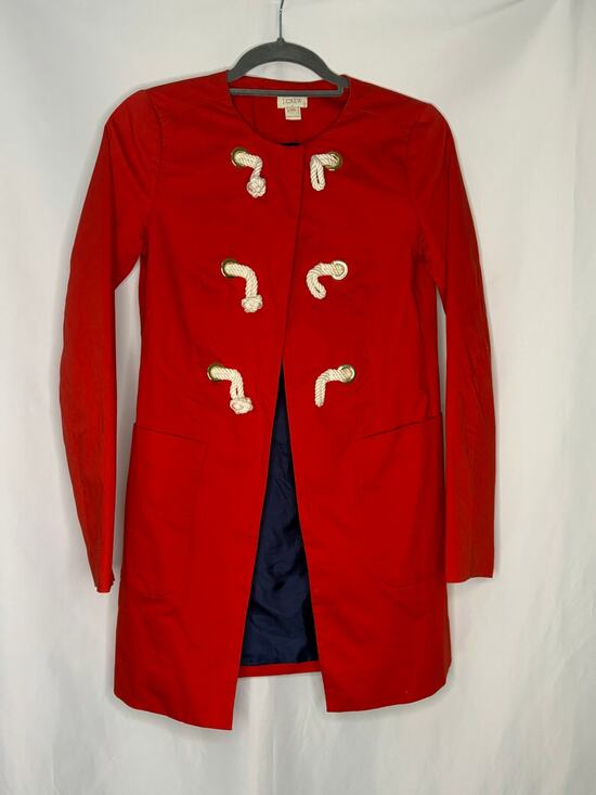 Jcrew Jackets & Blazers - J.Crew Red Nautical Rope Toggle Coat Gold Grommet Jacket Size 00
